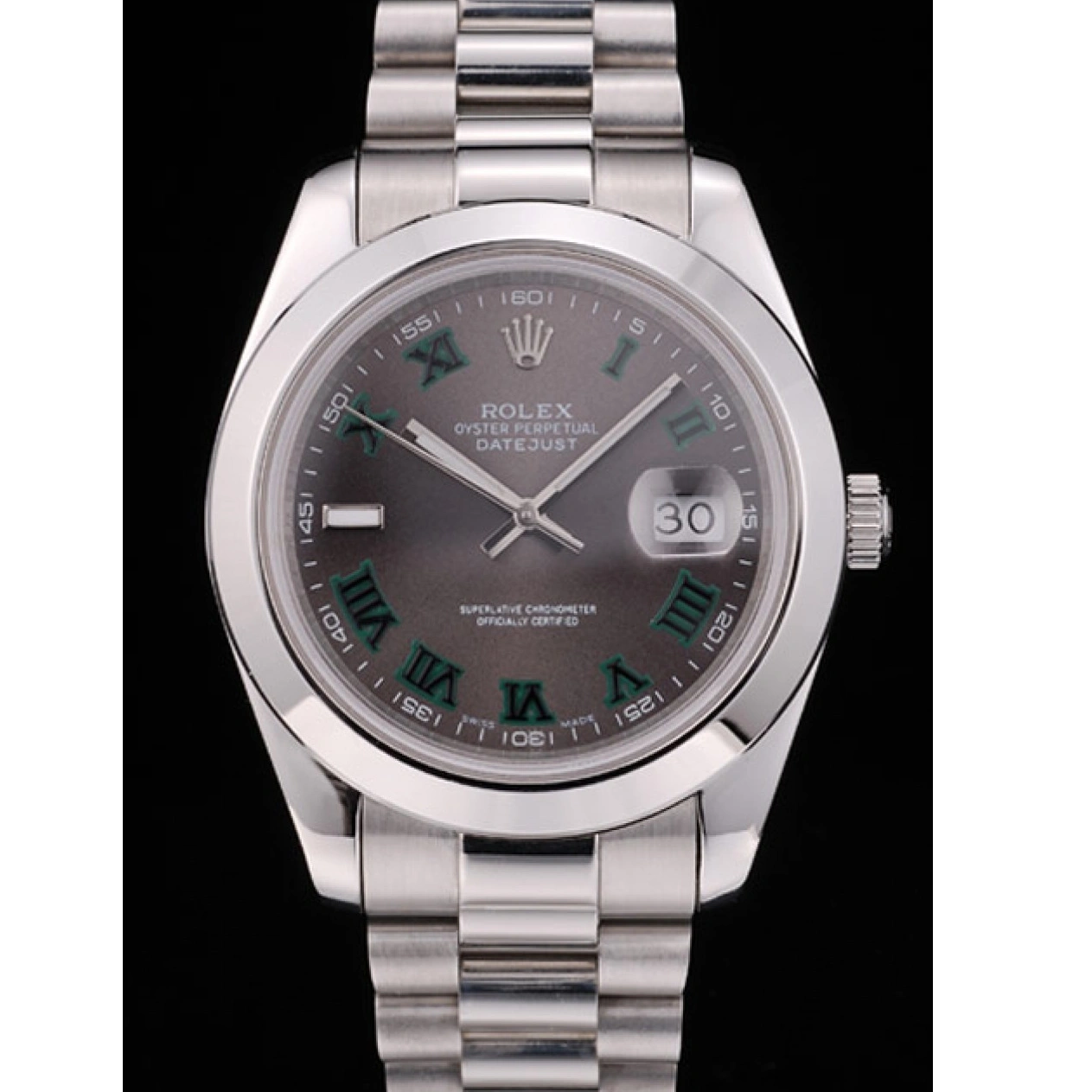 AAA replica watch 42000 Rolex Polished Swiss Steel Dial Stainless Bezel DateJust Grey 1014